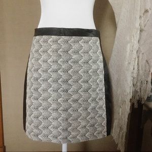 H&M Black & White Tweed Faux Leather Pencil Skirt